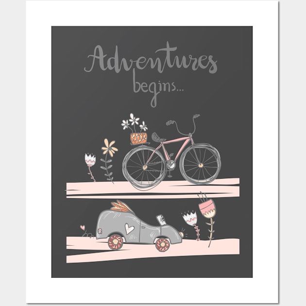 Adventure Begins Wall Art by LaarniGallery